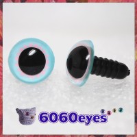 1 Pair Baby Blue and Pink Hand Painted Safety Eyes Plastic eyes